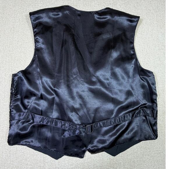 Vintage JC Women's XXL Black Handmade Sequin Cowboy Button Front Western Vest - Picture 2 of 8